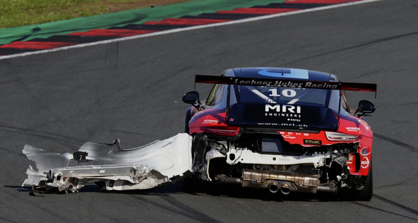 Crash im Porsche Carrera Cup auf dem Hockenheimring