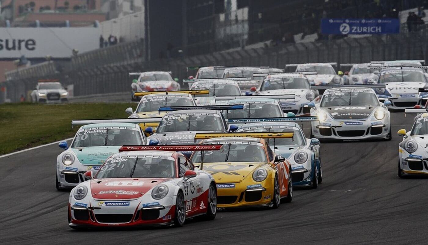 Porsche Carrera Cup Saison 2915 Starterfeld des Porsche Carrera Cup auf dem Nürburgring